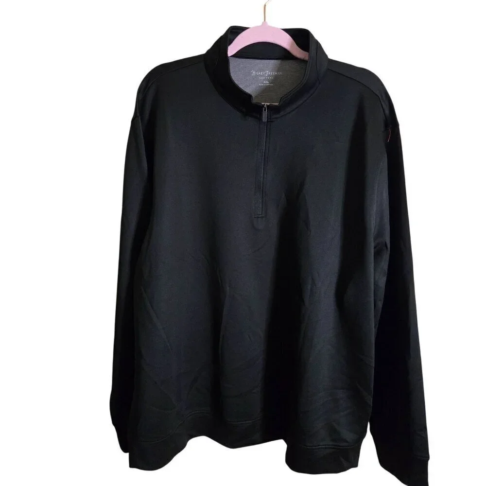 Hickey Freeman Comfort Stretch 1/4 Zip Pullover Black Quality Comfort Size XXL